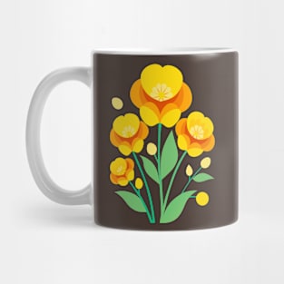 Yellow Buttercup Flowers Retro Boho Mug